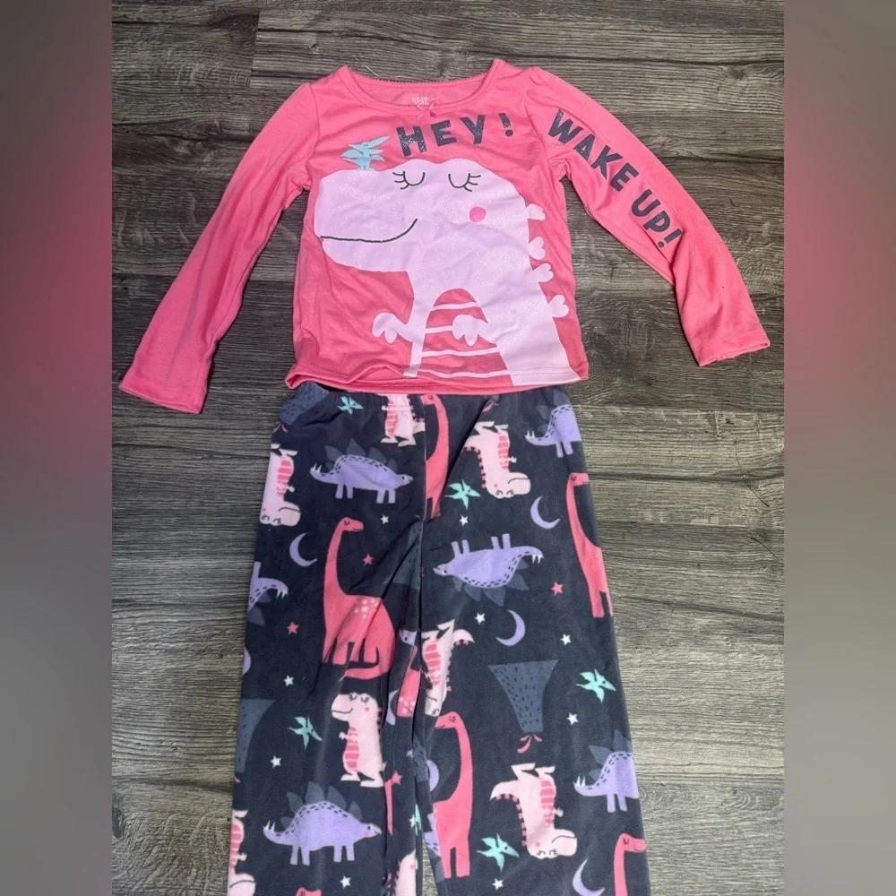 Carter's Pink and Gray Dinosaur Pajama Set
